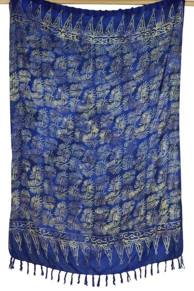 Dunkelblauer Sarong Lunghi Blättermuster