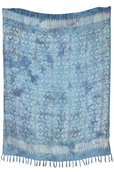 Batik Sarong Hellblau Weiss gemustert