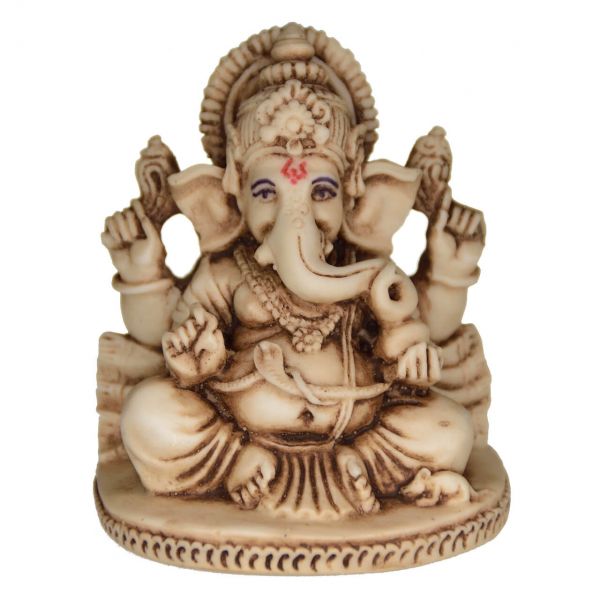 Sitzende Ganesha Statue heller Kunststein indische Gottheit